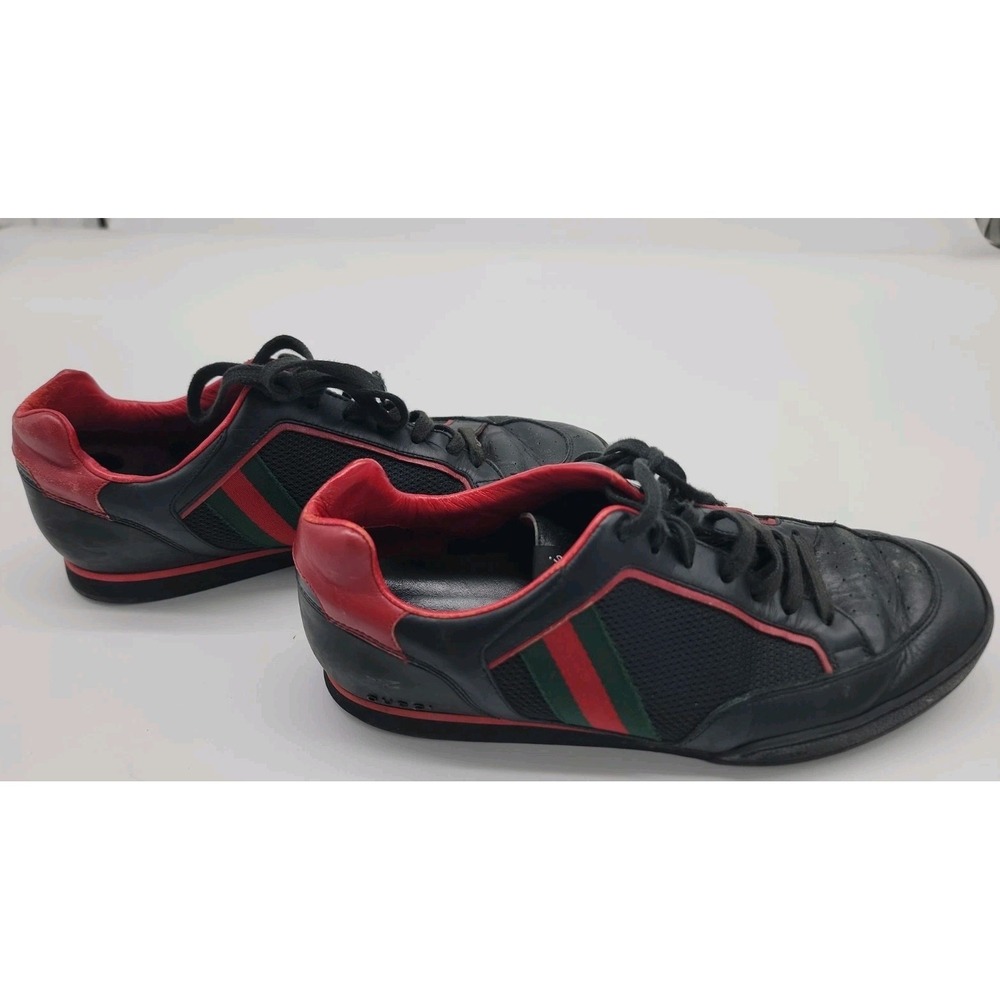 Gucci "Tennis 83" Black & Red Low Top Leather Sneakers Men's Size 8 U.S. Nice!